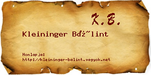 Kleininger Bálint névjegykártya