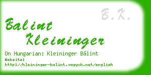 balint kleininger business card