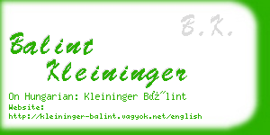 balint kleininger business card